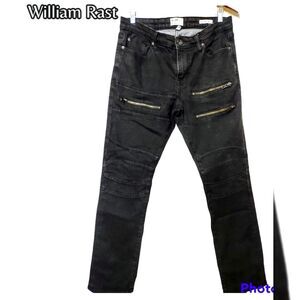 WILLIAM RAST Men's Slim Straight Fit Stretch Moto Jeans